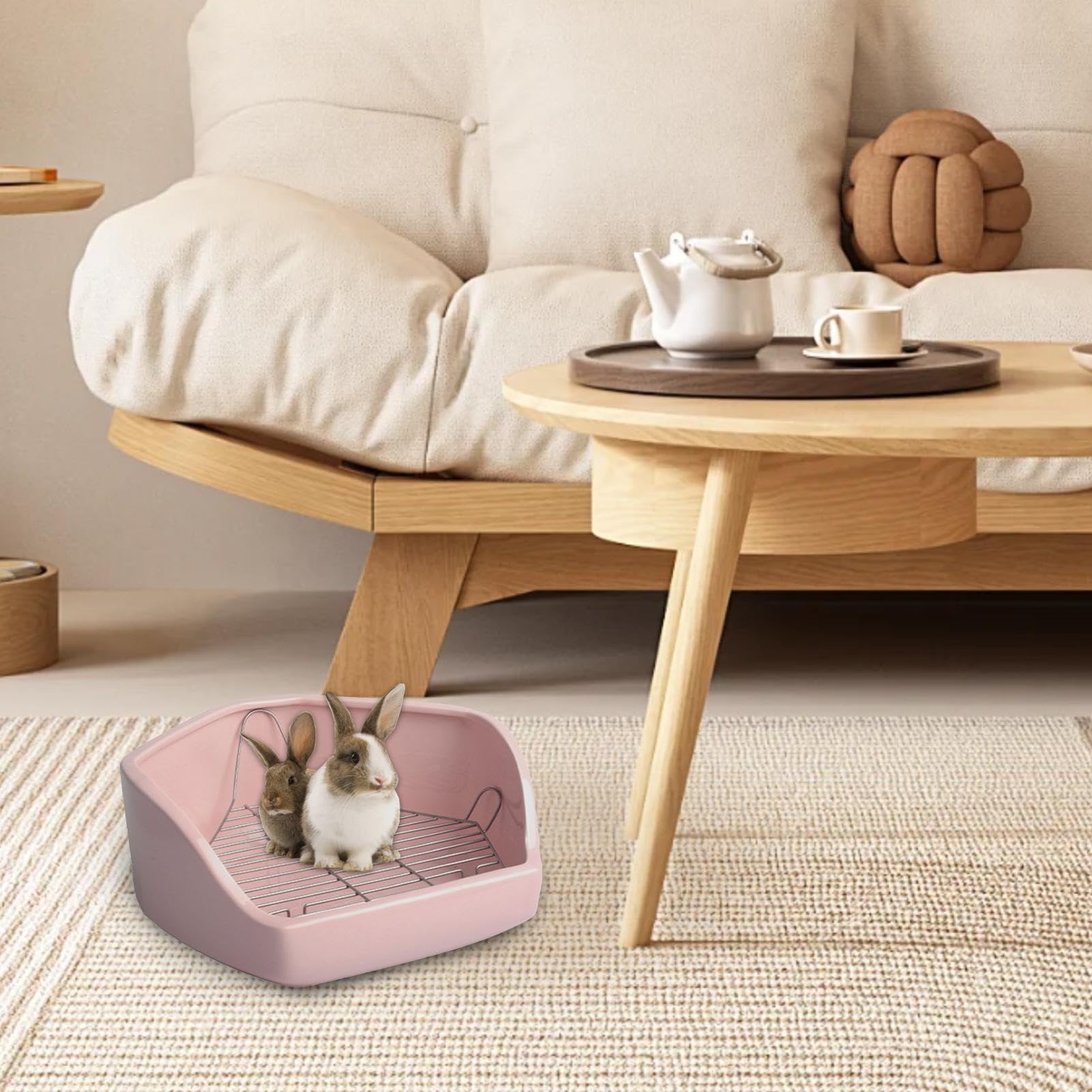 Genérico Ecktoilette für kleine Haustiere, Ecktoilette für Kaninchen, für Töpfchen, dreieckig, leicht zu reinigen, für Kaninchen, Cage Pan, für Tiere in Penta-Form