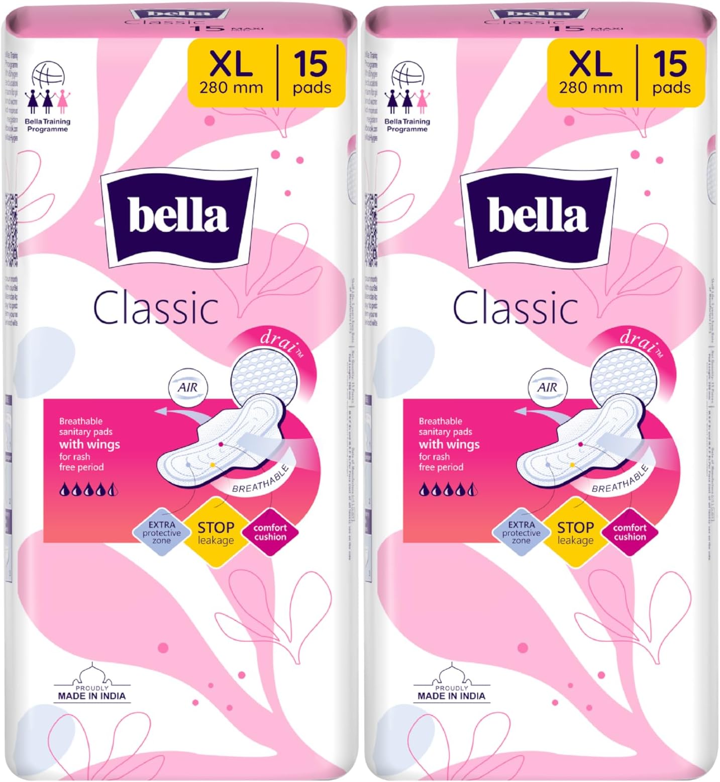 Maxi Regular Drai Pads for Women 15pcs - Pack of 2 | All Day Extra Dryness | Leakage proof | Moist lock | Wing & Extra protective Zone | Rash Free period | Comfort