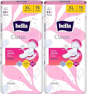 Bella Maxi Regular Sanitary Napkins - 15 Pieces (Pack of 2), Drai Wings Classic