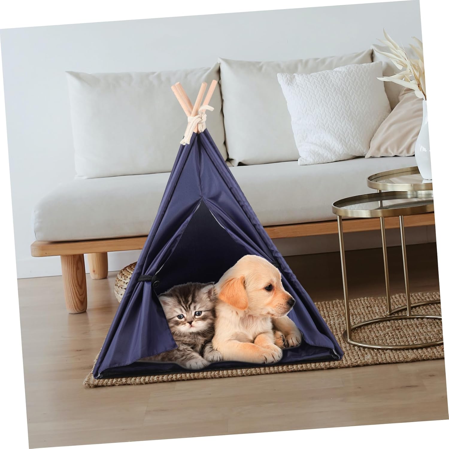 Pet Tent for Dogs Cats Indoor Sleeping Bed with Removable Cushion Cozy Hideaway for Small to Medium Pets Durable Oxford Cloth Design