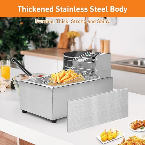 Miniatura 7 de Freidora eléctrica  Freidora eléctrica de gran capacidad de 6 litros con cesta desmontable, control de temperatura ajustable, freidora comercial de