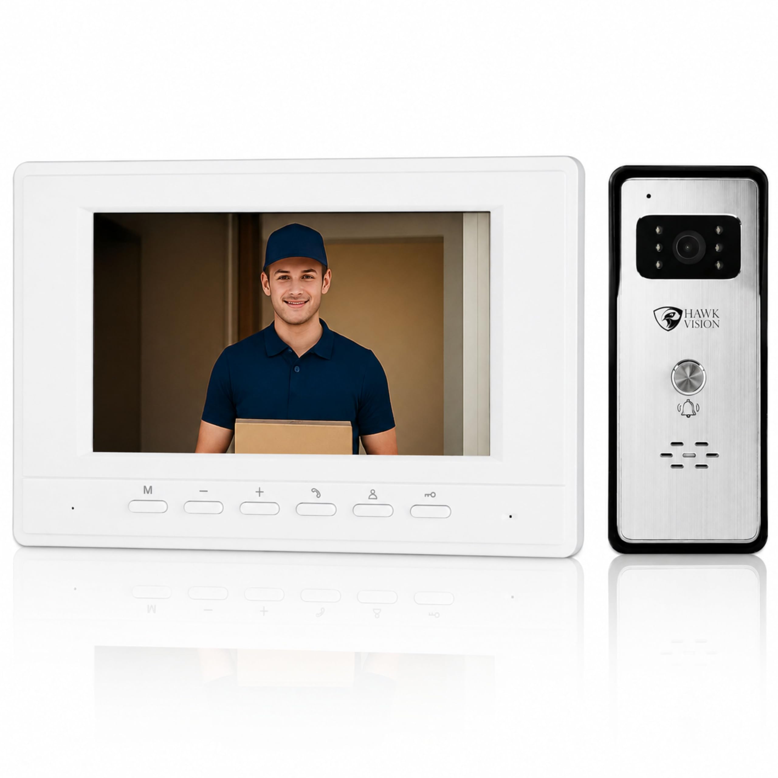 Hawkvision Video Door Phone/Bell 7 Inch LCD Monitor with HD Outdoor Camera, Two Way Audio, Remote Unlock, IR Night Vision, 4 Wire Video Doorbell Intercom Security System for Home & Office-image-49