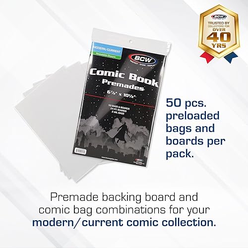 Miniatura 2 de BCW Bolsas y tableros de cómics resellables prefabricados actuales, fundas para cómics y tableros de respaldo para cómics actuales y modernos, las
