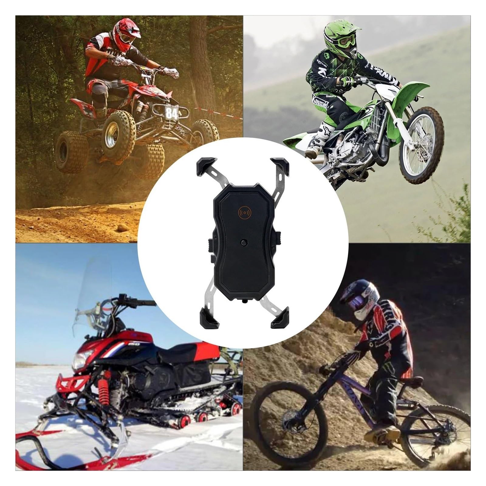 Soporte Manillar Soporte para Teléfono Móvil De Motocicleta 15 W con Carga Inalámbrica Y USB QC3.0 para Cargador GPS Navegación Qi Soporte Teléfono Moto