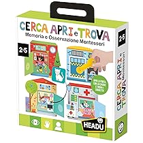 Headu Cerca Apri e Trova Montessori Memoria e Osservazione per i più Piccoli It57168 Gioco Educativo per Bambini 2-5 Anni
