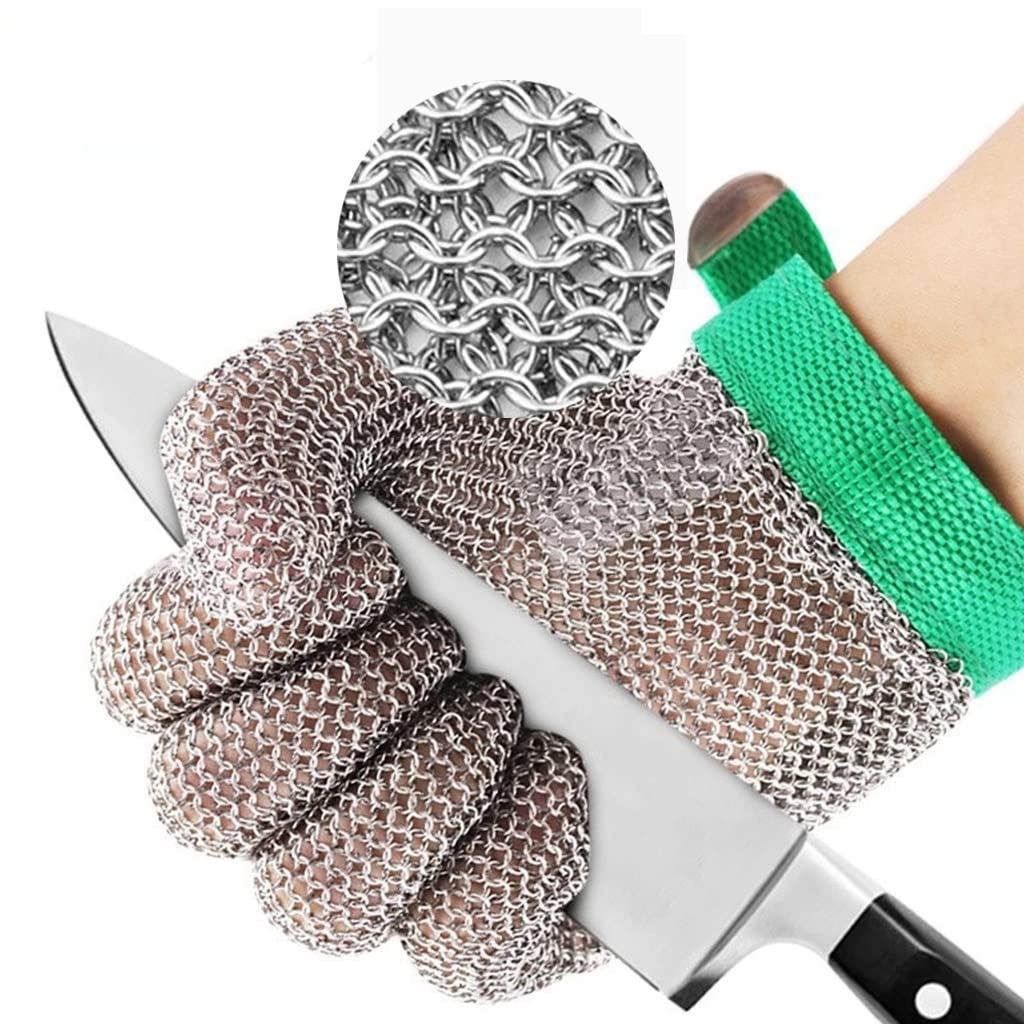 Kettenhandschuh Edelstahl-Kettenhemd-Handschuhe, Lebensmittelecht, Schnittfeste Handschuhe Zum Schneiden Von Kartoffeln Mit Austernschale, 6 Größen (Size : 1PCS/XL)