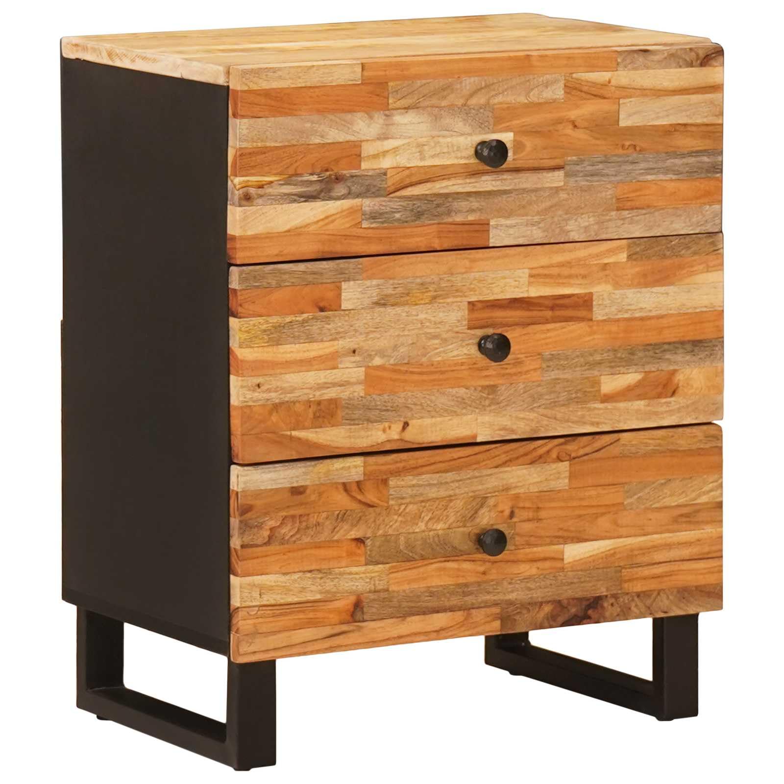 Commode de lit en bois massif de mangue marron meuble de rangement chambre table de chevet 62cm