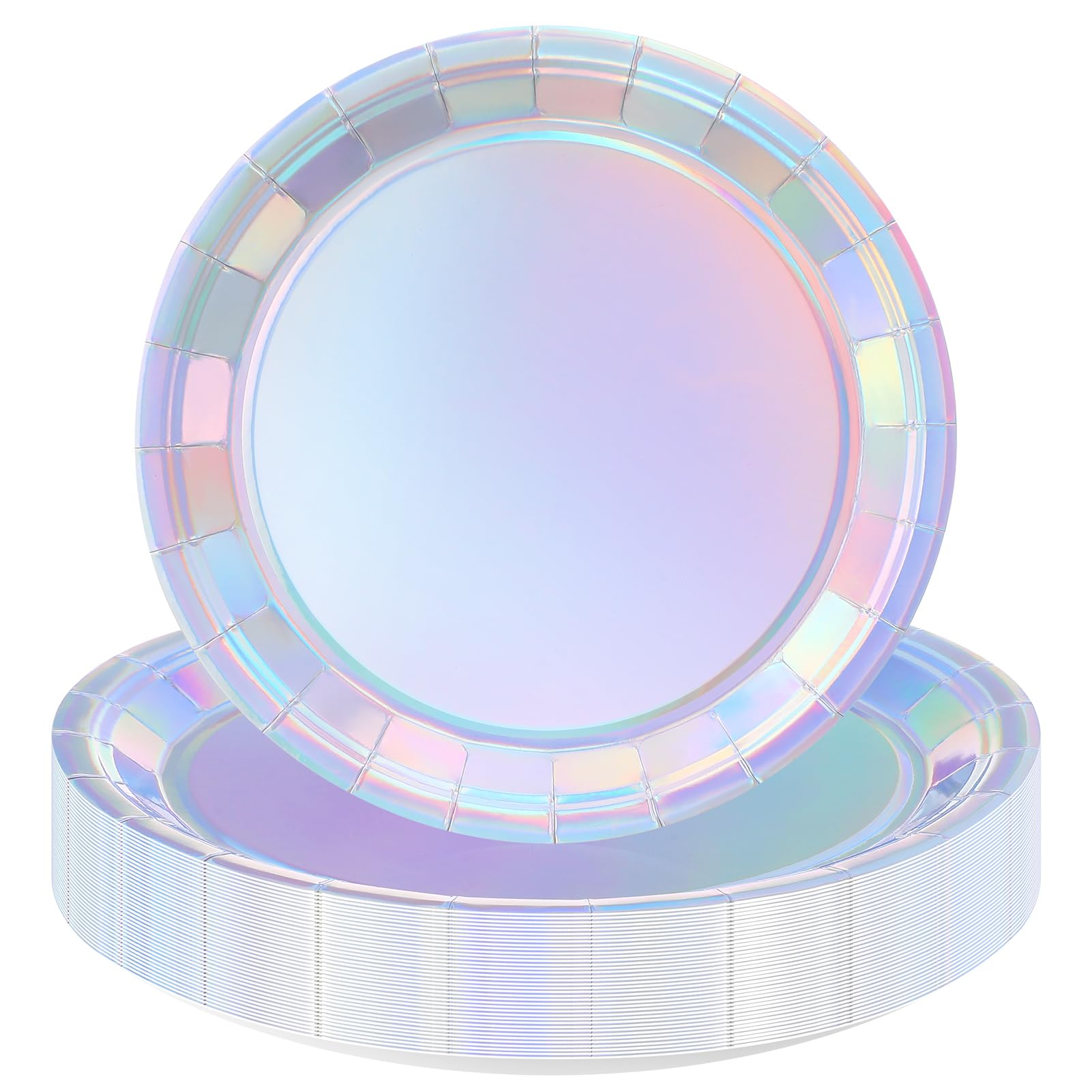 GSrenyu 40Pcs Silver Party Paper Plates,7 inch Xmas Party Tableware Decor Paper Plates for Christmas Party Supplies Table Decorations