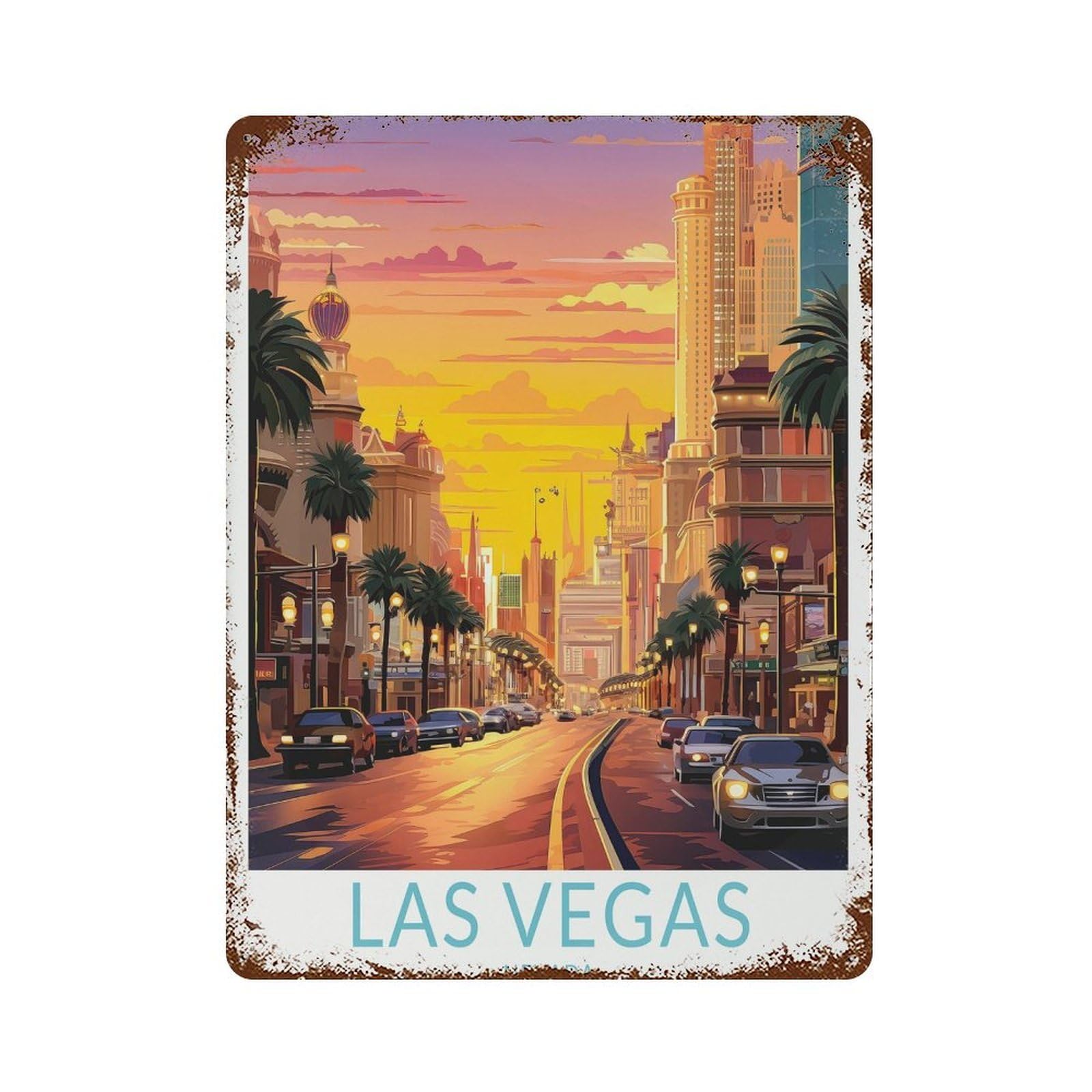 xiaoxiaoshen Las Vegas Nevada Travel Traveler Gift Wall Decor Art Metal Tin Poster Modern Home Decor Art Home Bar Shop Decorations Vintage Sign 40x30cm