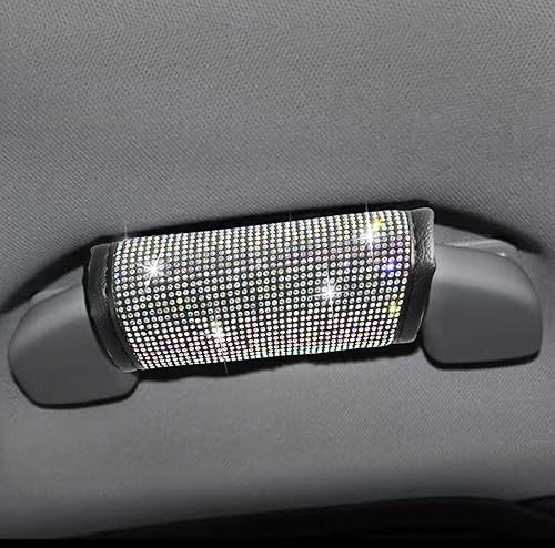 Miniatura 5 de Bling Auto - Funda de seguridad para manija de puerta, almohadillas de guantes de diamantes de cristal, funda de cuero con diamantes de imitación,