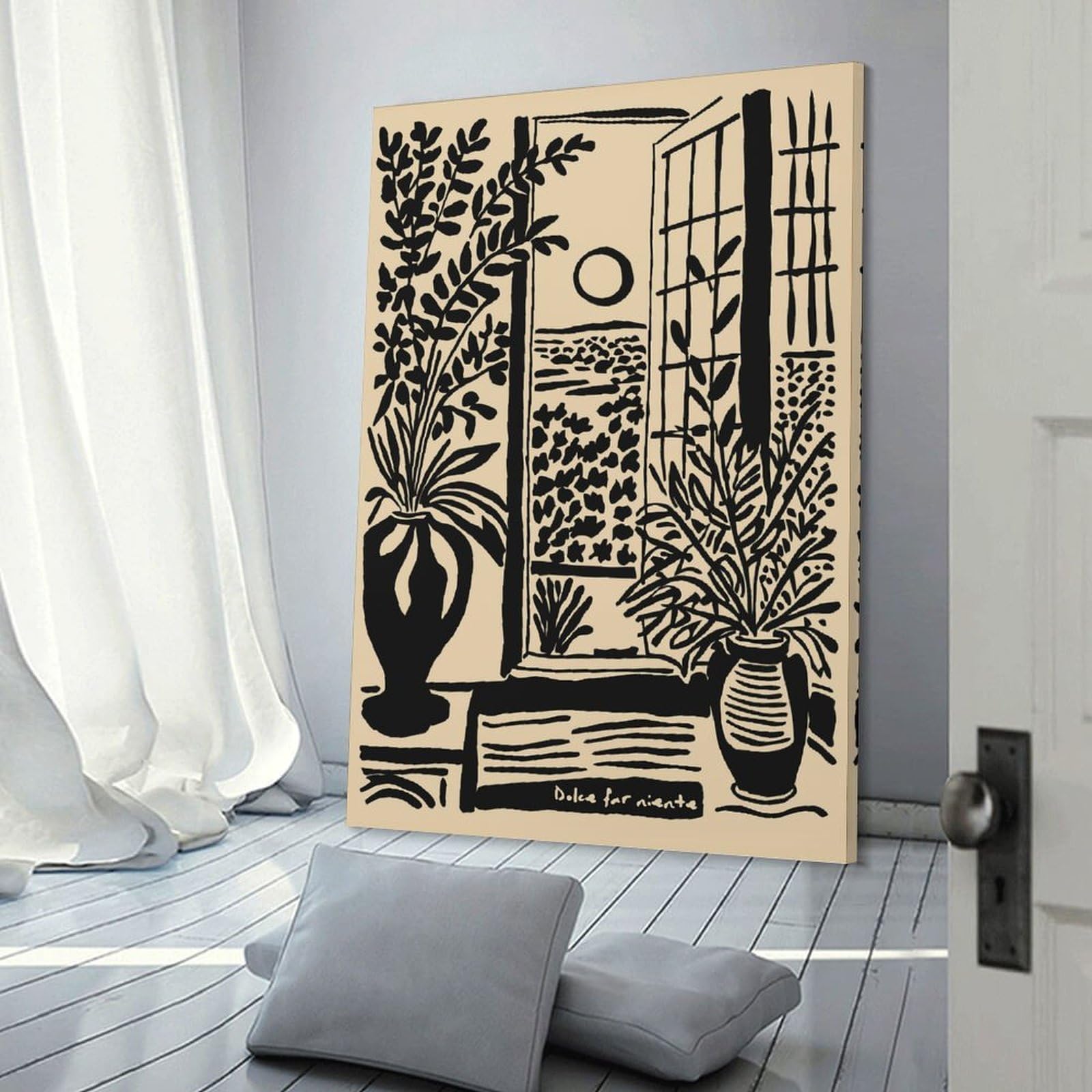 Junmoney Dolce Far Niente Window with Plants Hanging Wall Art, 20x30inch(50x75cm), for Gallery Wall Decor And Room Displays, Home Wall Art for Statement Displays