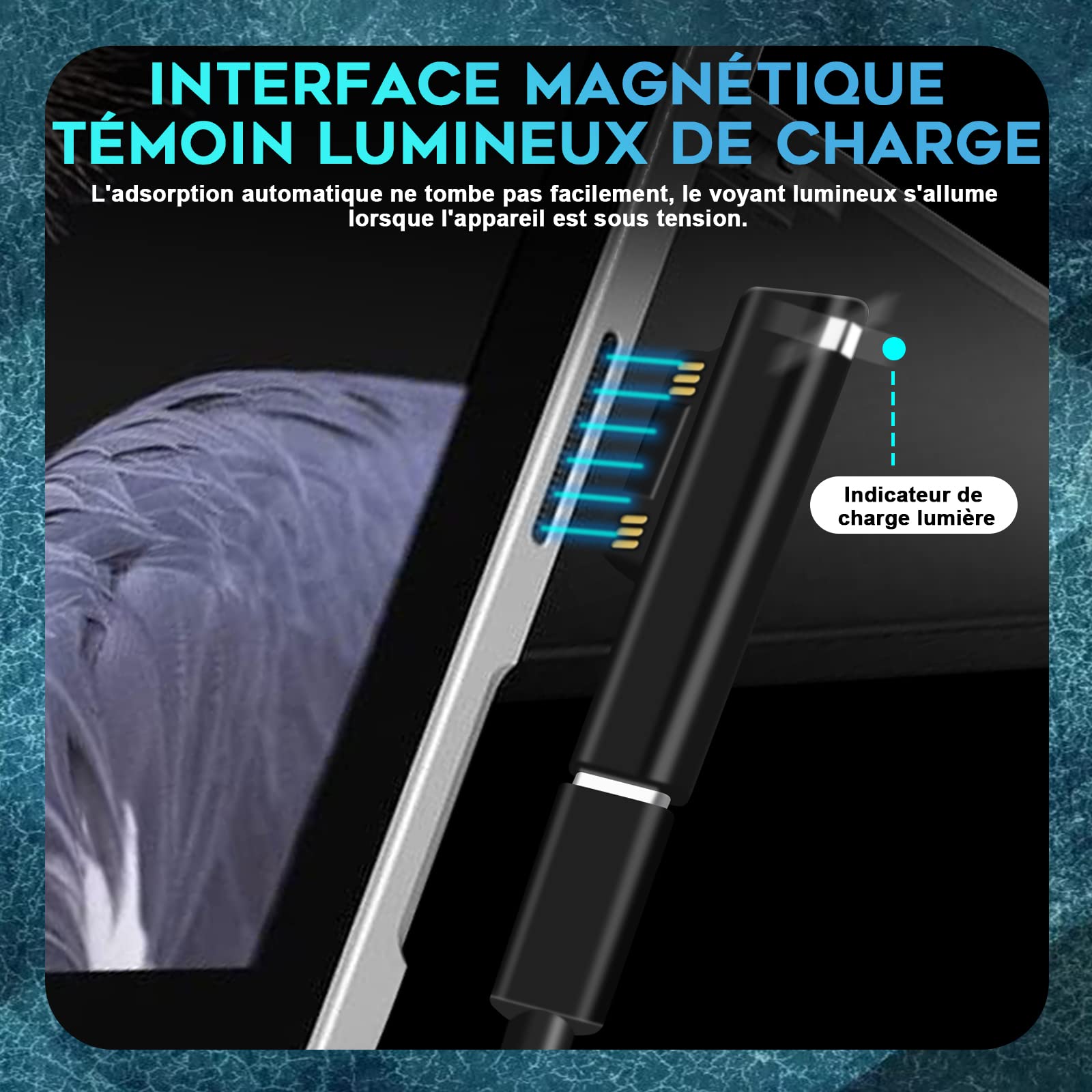 Adaptateur USB-C Vers Surface Connect Magnétique - Charge Rapide PD 45W (15V/3A) - Pour Surface Pro, Go, Laptop - Compact Et Sécurisé