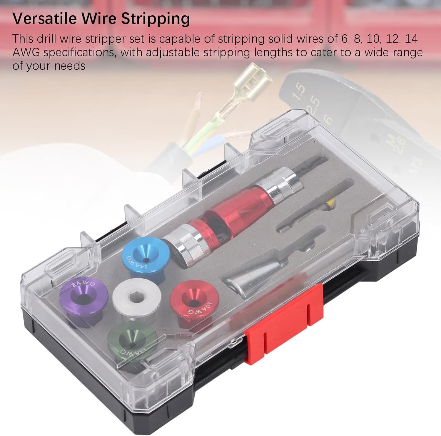 Bewinner Cable Stripper, Fast Wire Wire Electric Drill Wire High Efficiency for 6 8 10 12 14 AWG SOLID HORES