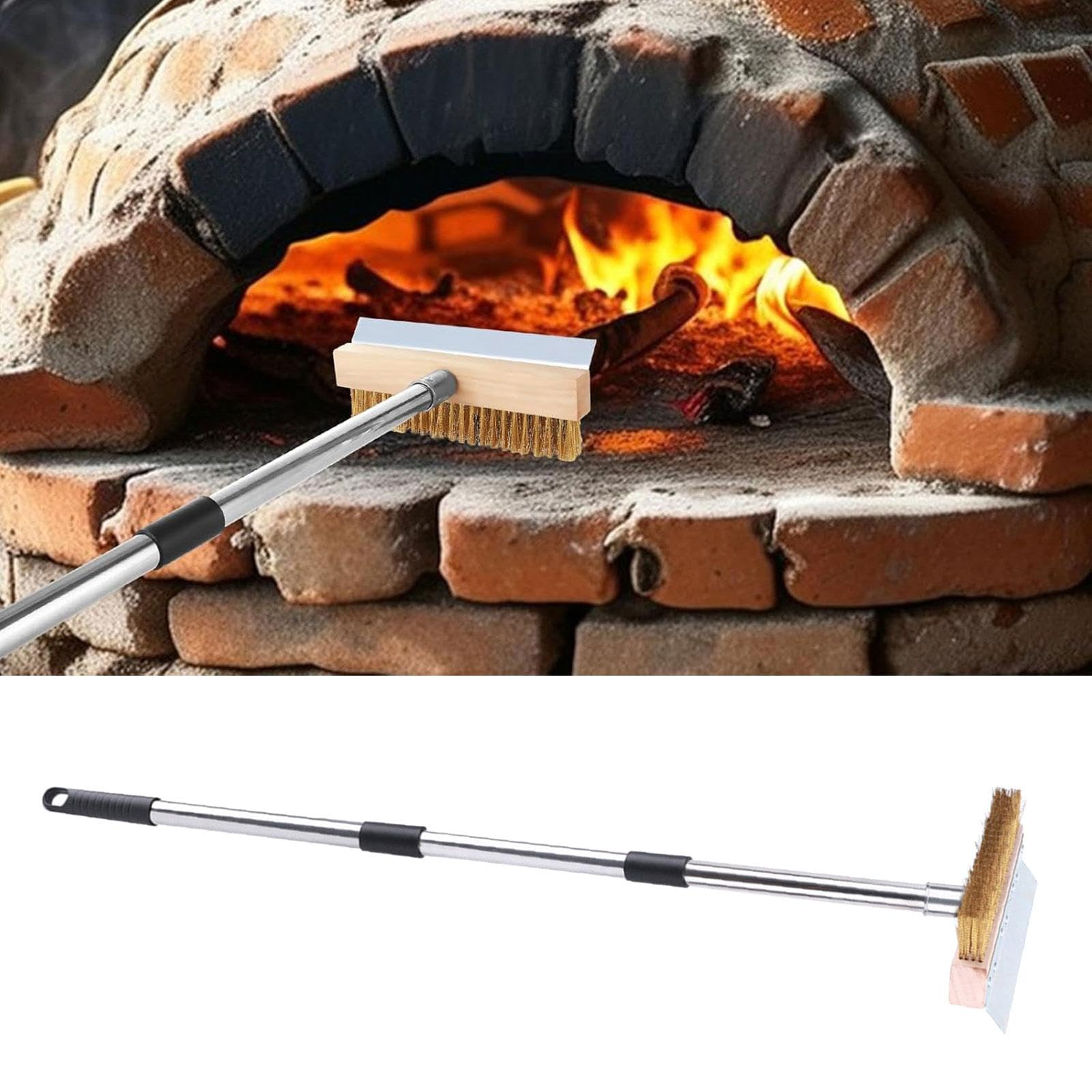 Cepillo para Horno de Pizza Profesional de Alambre con Mango Desmontable Y Superficie Raspadora Amplia Herramienta Versátil Y Duradera para Limpiar Ho, Style B