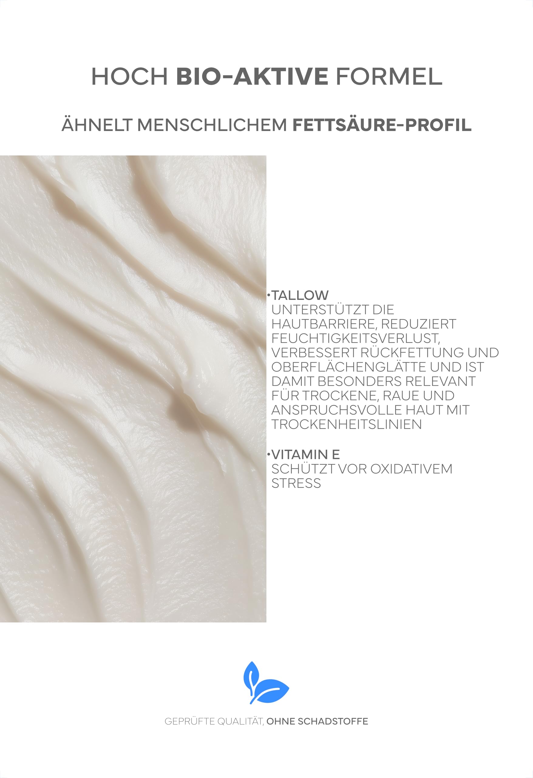 Tallow Rindertalg - Beef Tallow Creme - Deutsche Rinder aus freier & artgerechter Weidehaltung - 100% natürliche Hautpflege - Original Balm Pur, Skincare mit Vitamin E & ohne Chemie (120ml, Natur)