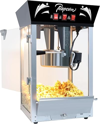 Máquina para hacer palomitas de maíz, 850 W, máquina profesional para hacer palomitas de maíz, hervidor de acero inoxidable de 12 onzas, máquina de