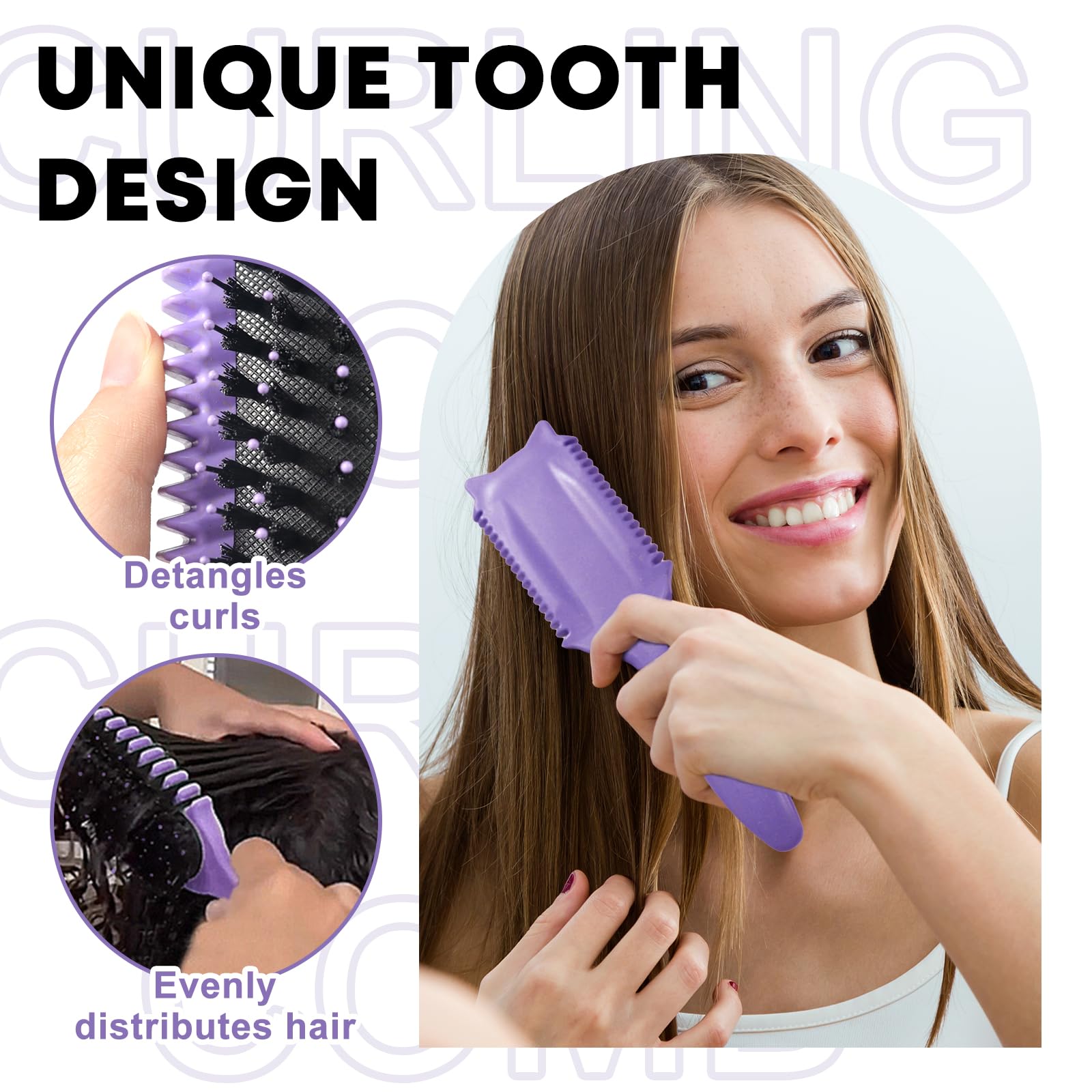 Sularpek Curly Hair Brush, Curl Defining Brush, Boar Bristle Styling Brush for Detangling Defining, Shaping Curls - Image 4