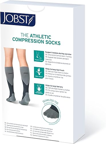 Miniatura 6 de JOBST - 7528901 Calcetines deportivos de compresión hasta la rodilla, 15-20 mmHg, blancogris, talla M