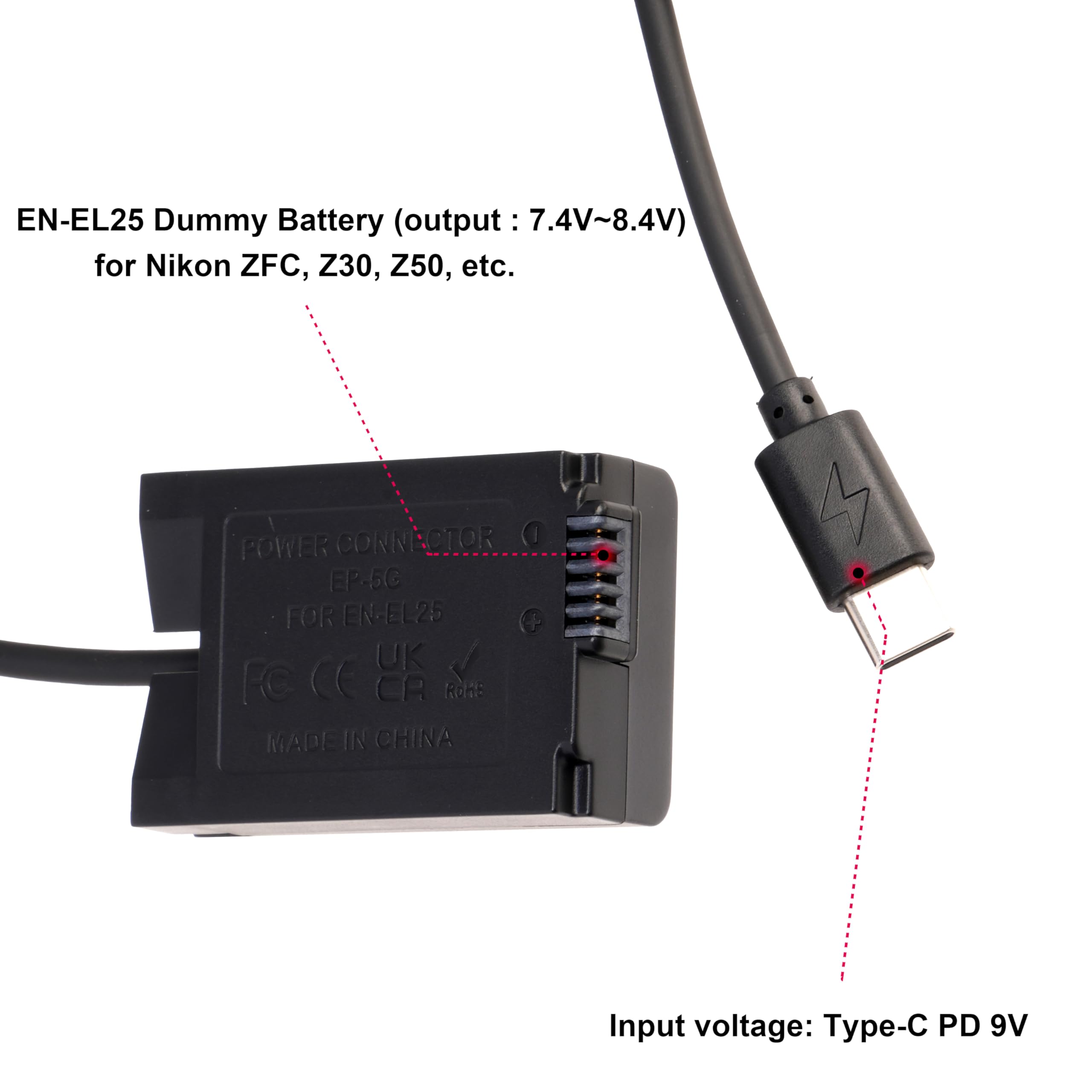 Amazon | Foto4easy USB Type-CコネクタからEN-EL25ダミーバッテリー