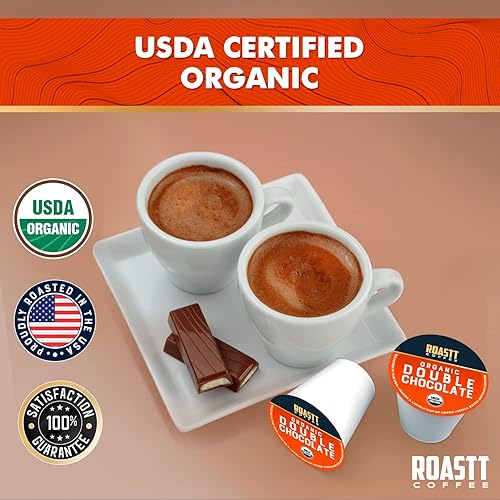 Miniatura 4 de Roastt Coffee Cápsulas de café de chocolate doble orgánico para cafeteras compatibles con Keurig K Cup, café de chocolate doble con cafeína de