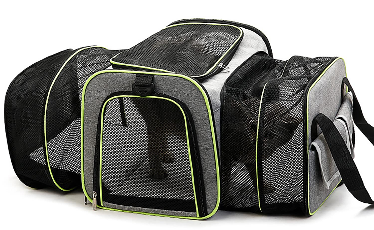 JLGE Large 2 Sides Expandable Pet Carrier, Airline Approved Soft-Sided Dog Cat Travel Carrier Bag with Removable Fleece Pad for Cats, Puppy and Small Animals