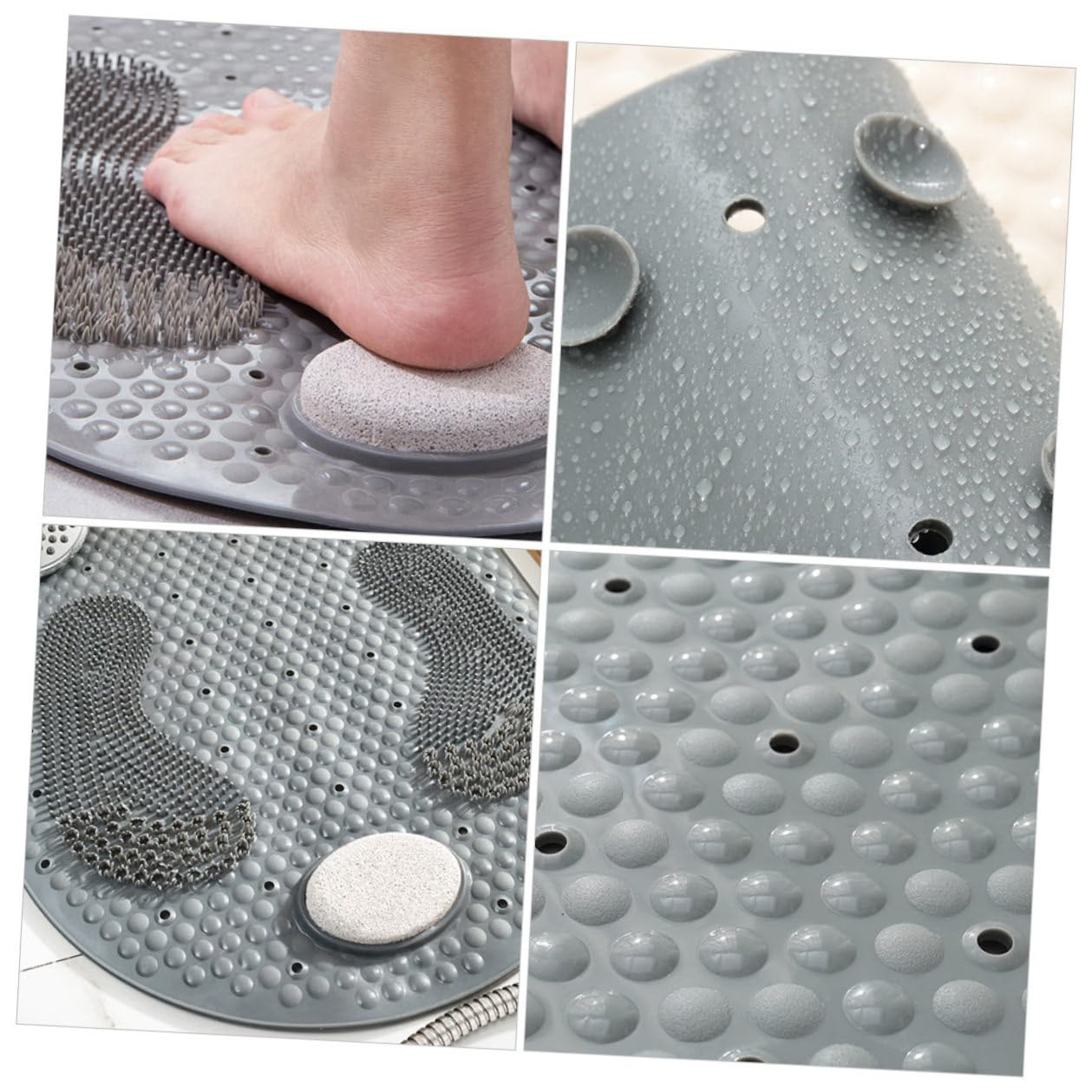 KOMBIUDA Tappetino Antiscivolo Ventose 40x80 Cm Pvc Massaggiante per Piedi Pietra Pomice e Drenaggio per Bagno e Doccia, Fissaggio Stabile per Sicurezza e Igiene Quotidiana