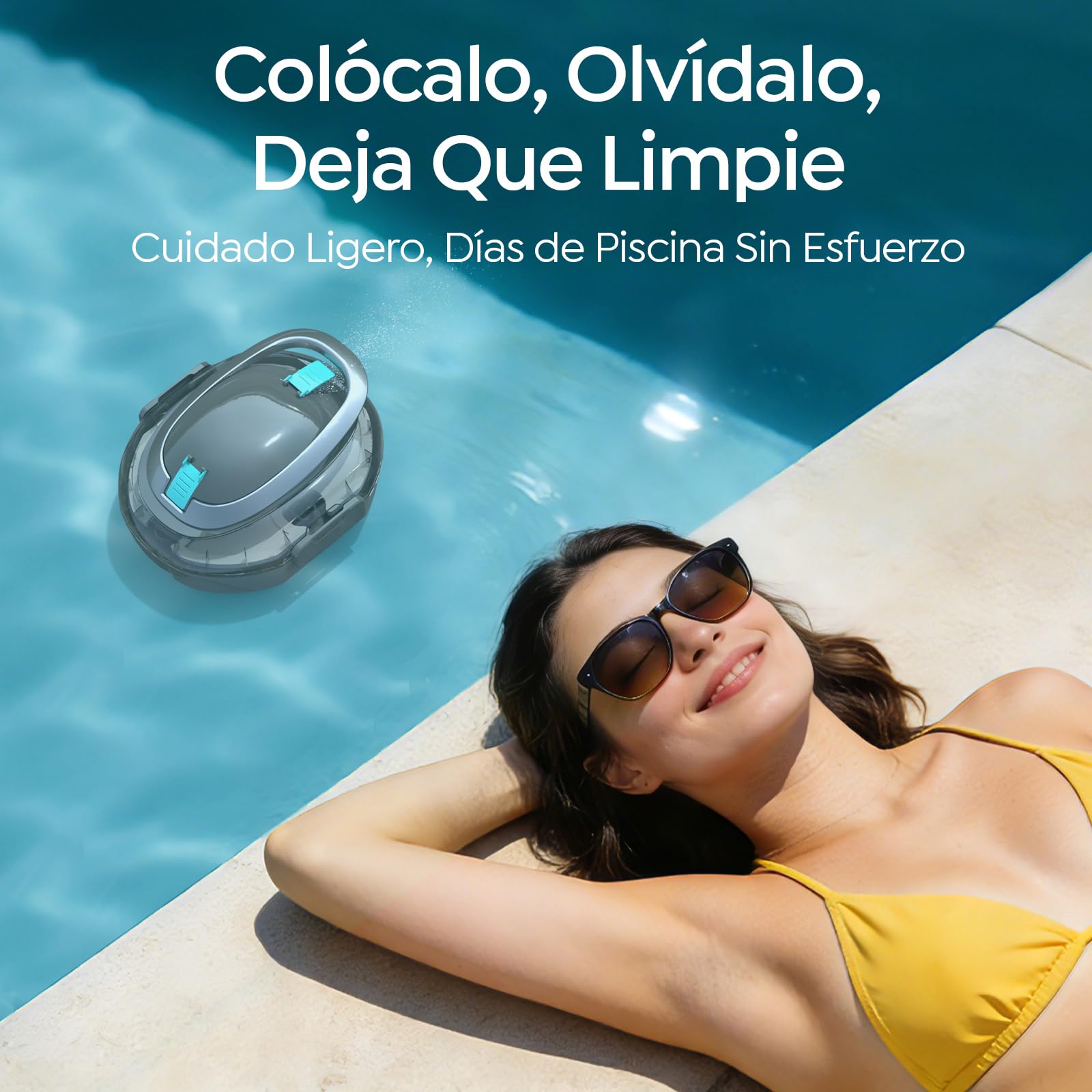 (2026 S2 Robot Piscina, Aspirador Inalámbrico, Doble Filtración, Doble Motor, 90min Limpieza, Autoaparcable, Ideal para Piscinas de Fondo Poco Profundo(Gris)
