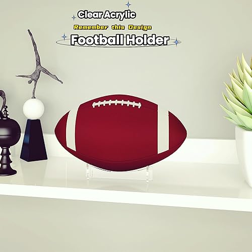 Miniatura 6 de Soporte para fútbol HEMYLU, paquete de 2 soportes de exhibición de acrílico para balón de rugby, estante transparente para guantes deportivos