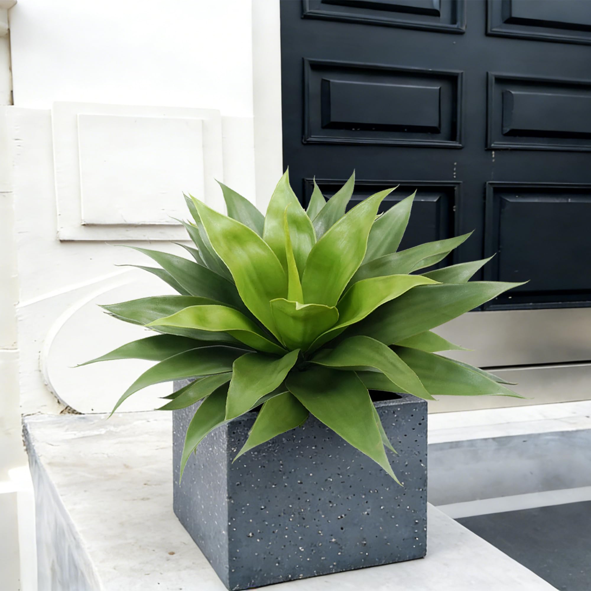 Vitalismo Piante grasse finte, piante grasse artificiali per interni ed esterni, in agave sintetica, 65 cm di larghezza, resistenti ai raggi UV, fioriere per porta d'ingresso, giardino, decorazione