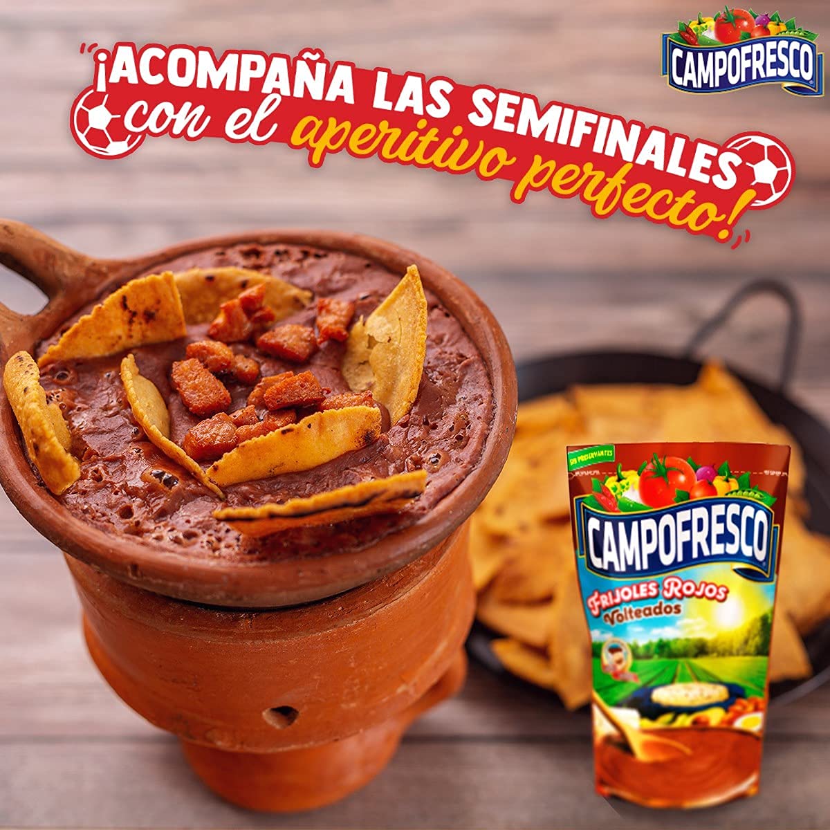 CAMPOFRESCO Frijoles Rojos Volteados 400gr. 100% a Base de Plantas, Listo para Servir, Hecho con Frijoles Molidos, sin Conservante, 100% Natural (6 Paquetes de 2400 gr TOTAL)