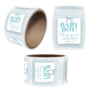 Baby Boy 샤워 태그 (스티커) Thank You for Celebrating, 50개 (블루/그레이 톱)