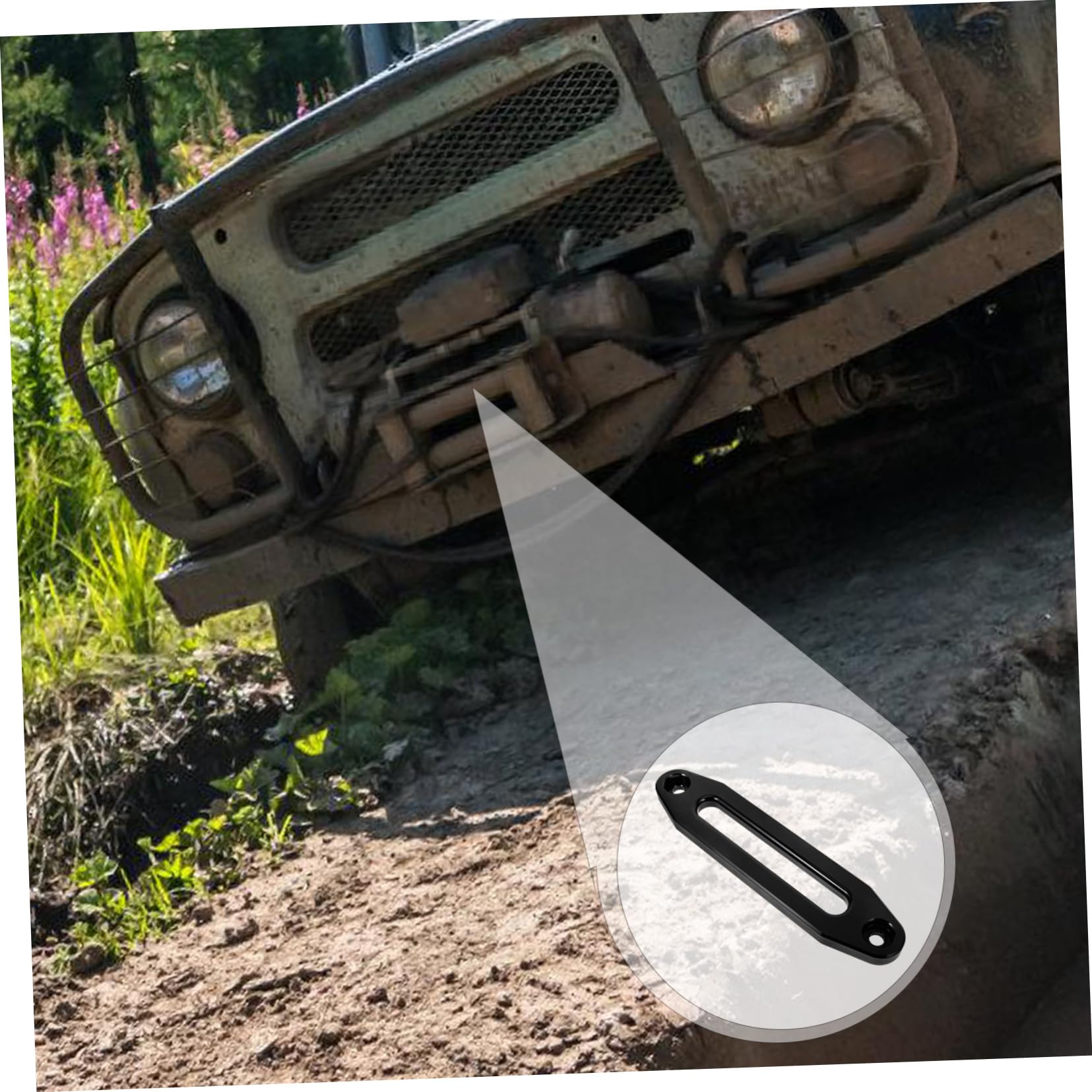 SOESFOUFU Fairlead Winch Plate Offroad Vehicle Winch Rope Guide Zinc Alloy Easy Install