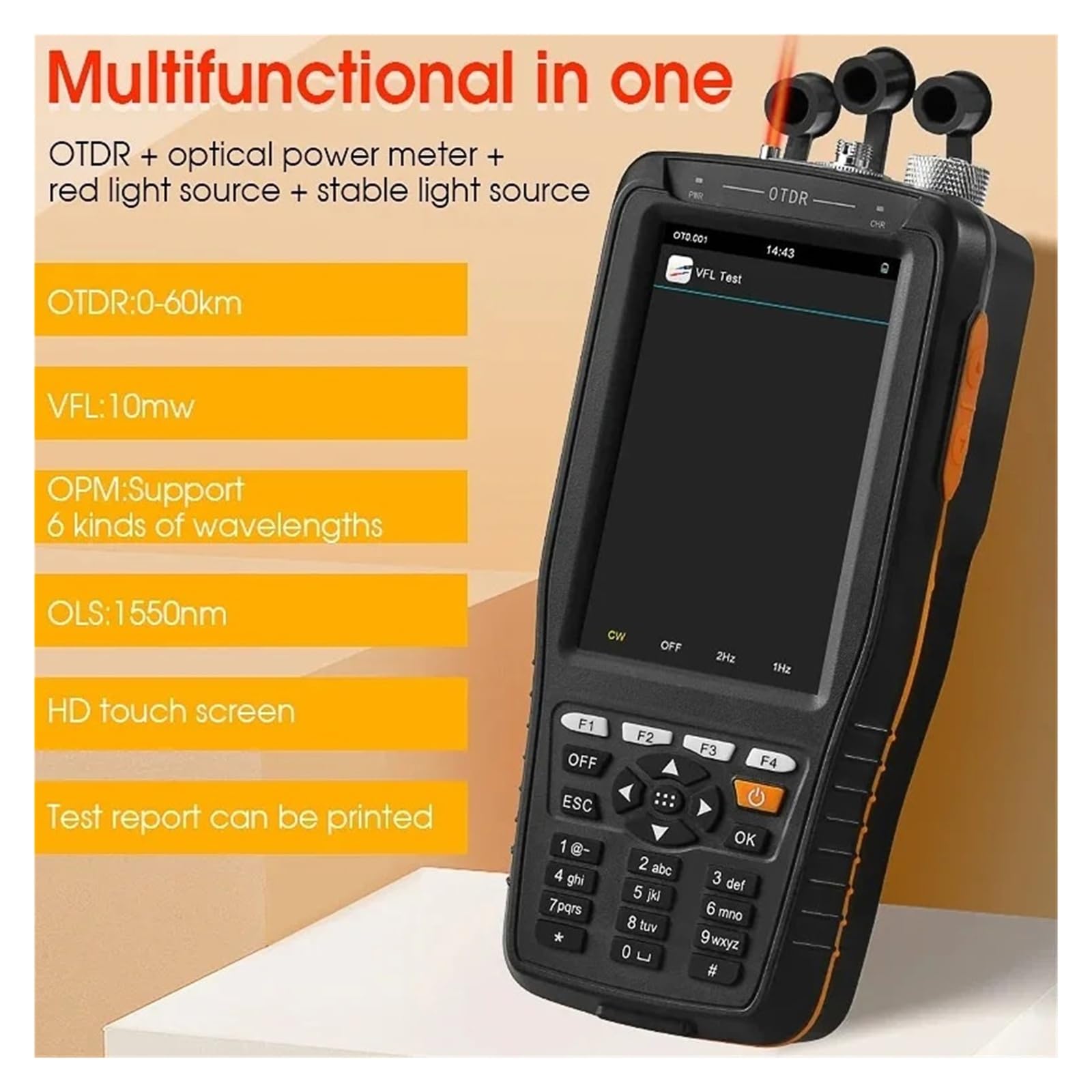 OTDR portatif 28U/28A avec écran tactile 1550nm, réflectomètre optique dans le domaine temporel, testeur de Fiber optique avec VFL(10mW)/OPM(UPC)