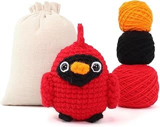 Redd The Cardinal Crochet Kit - Crochet Animals Kit - Amigurumi Kit - Animal Crochet - Crochet Starter Kit (Includes Follow Along Videos)