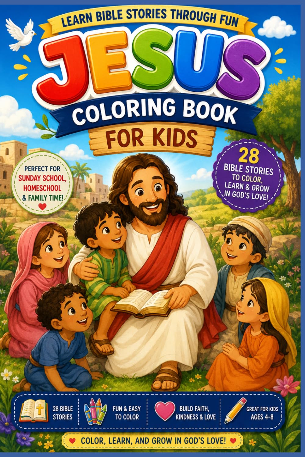 Jesus Coloring Book for Kids: Learn Bible Stories Through Fun Coloring Adventures! (YAHWEH LITTLE HEARTS)