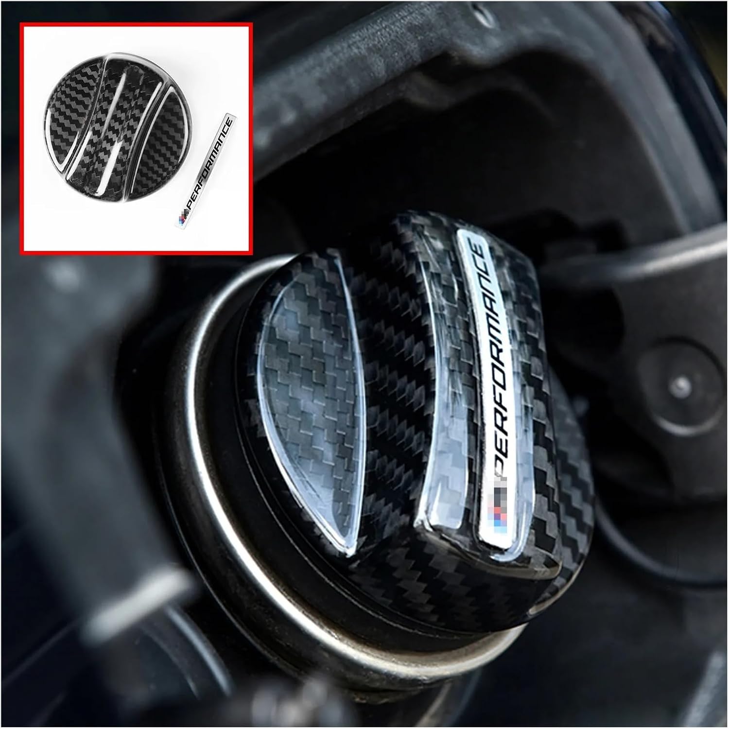 Carbon Fiber Car Fuel Tank Oil Gas Cap Trim Cover Decor Compatible For BMW E90 E92 G30 F20 F21 F30 F32 F34 F80 F82 G80 G82 G83 G87 M3 M4(With logo)