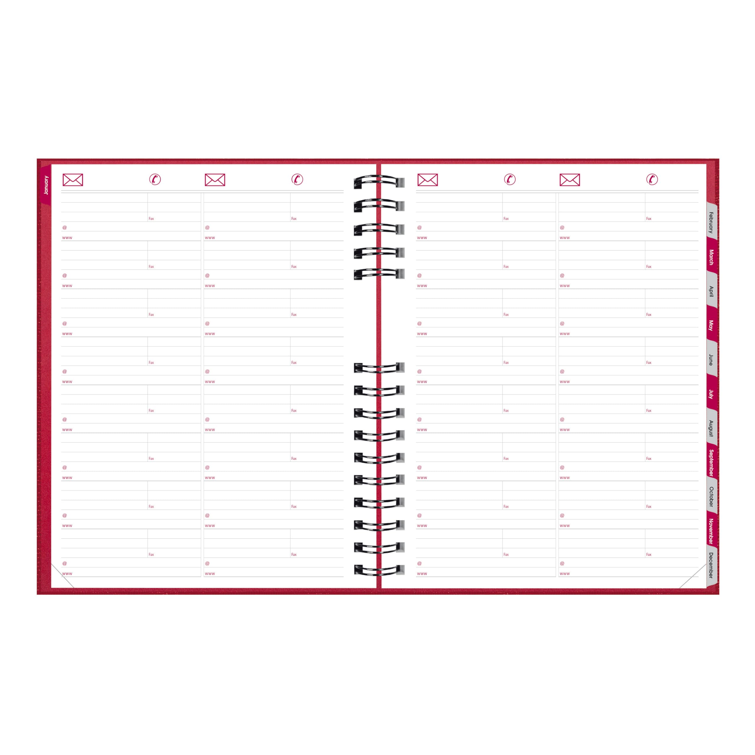 BROWNLINE CoilPro Agenda Giornaliera, Untimed, rilegatura a doppio filo, copertina rigida simile a lucertola, 25,7 x 20 cm, rosso brillante