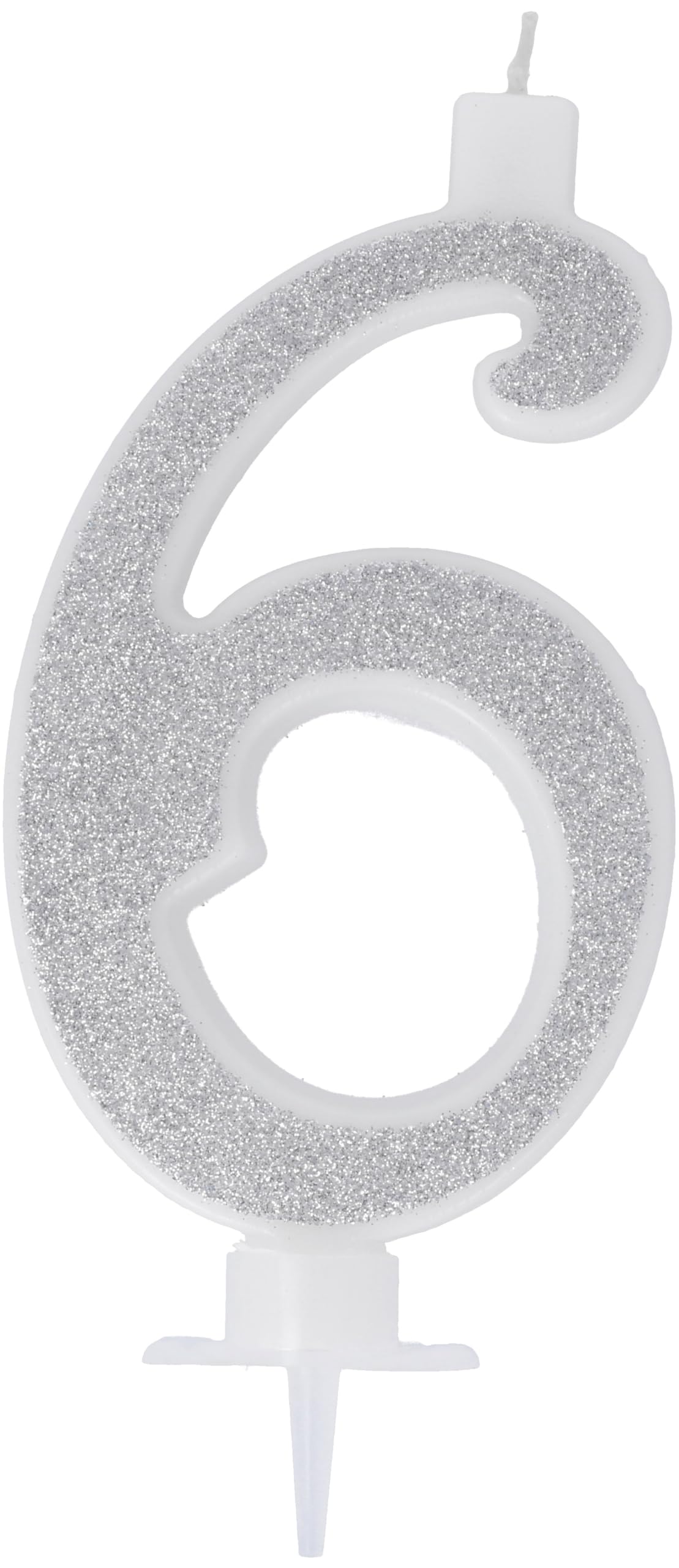 Candelina Numerale Glitter ARGENTO n.6