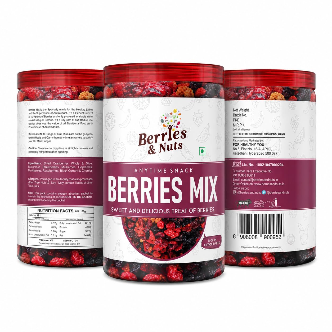 Berries And Nuts Super Berries Mix | Dried Mixed Berries, High in