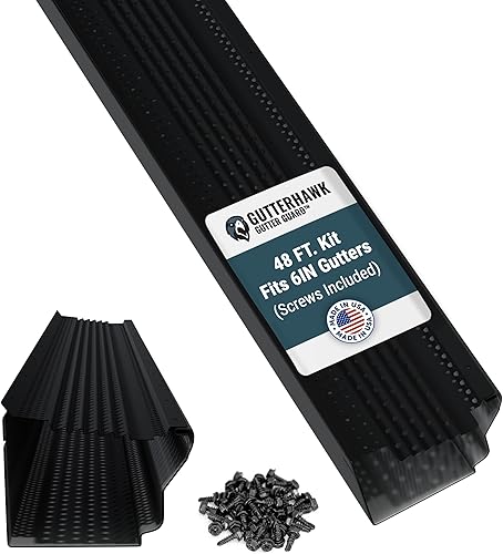 Miniatura 10 de GUTTERHAWK GUTTER GUARD - Kit de protector de sumidero de aluminio blanco de 48 pies (nominal). Incluye tornillos. Se ajusta a sumideros de 6