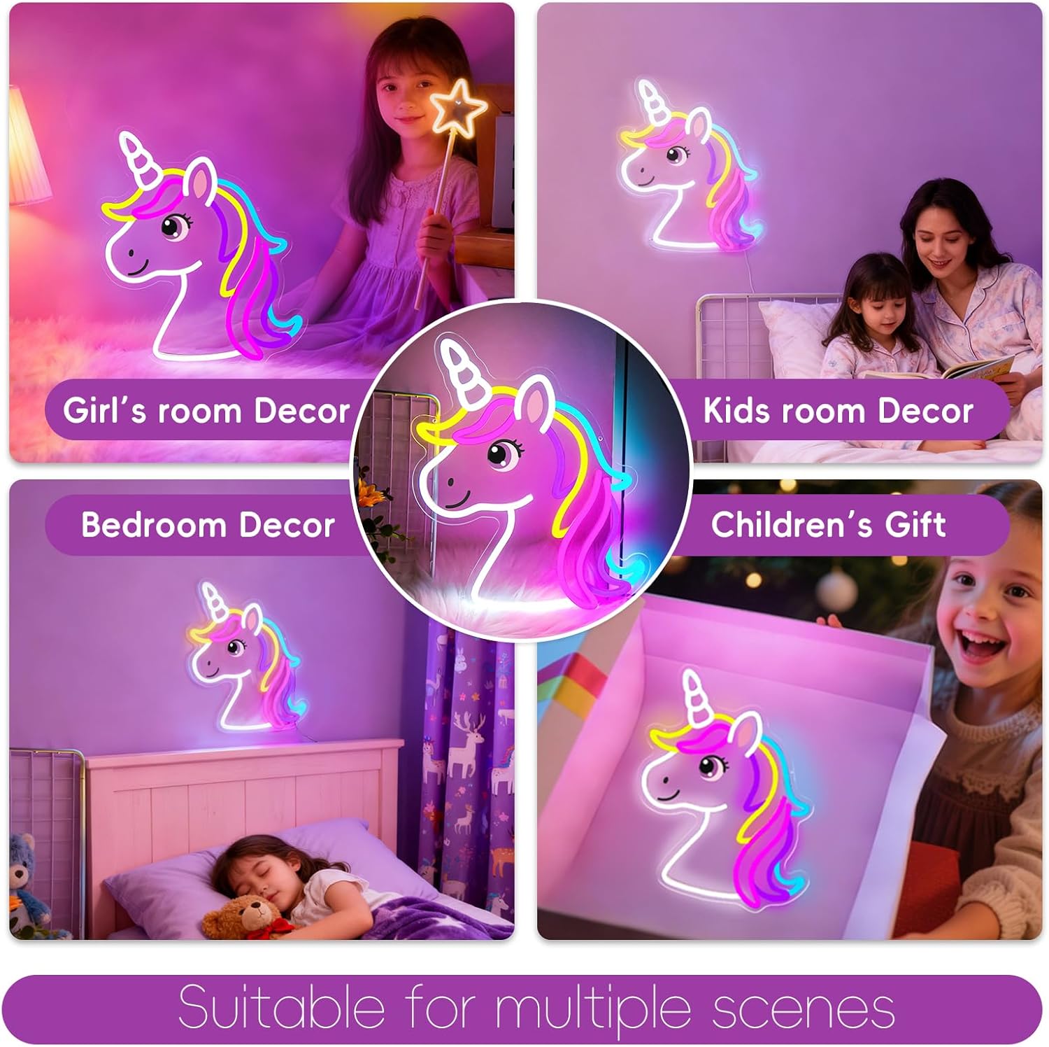 Unicorn Neon Sign for Girls Bedroom Decor – Large 13” LED Unicorn Light with 5-Level Dimming, Soft Pastel Glow for Kids Room, Cute Unicorn Wall Decor for Playroom, Gifts for Girls, USB Powered Kid-Safe Night Light - Image 7