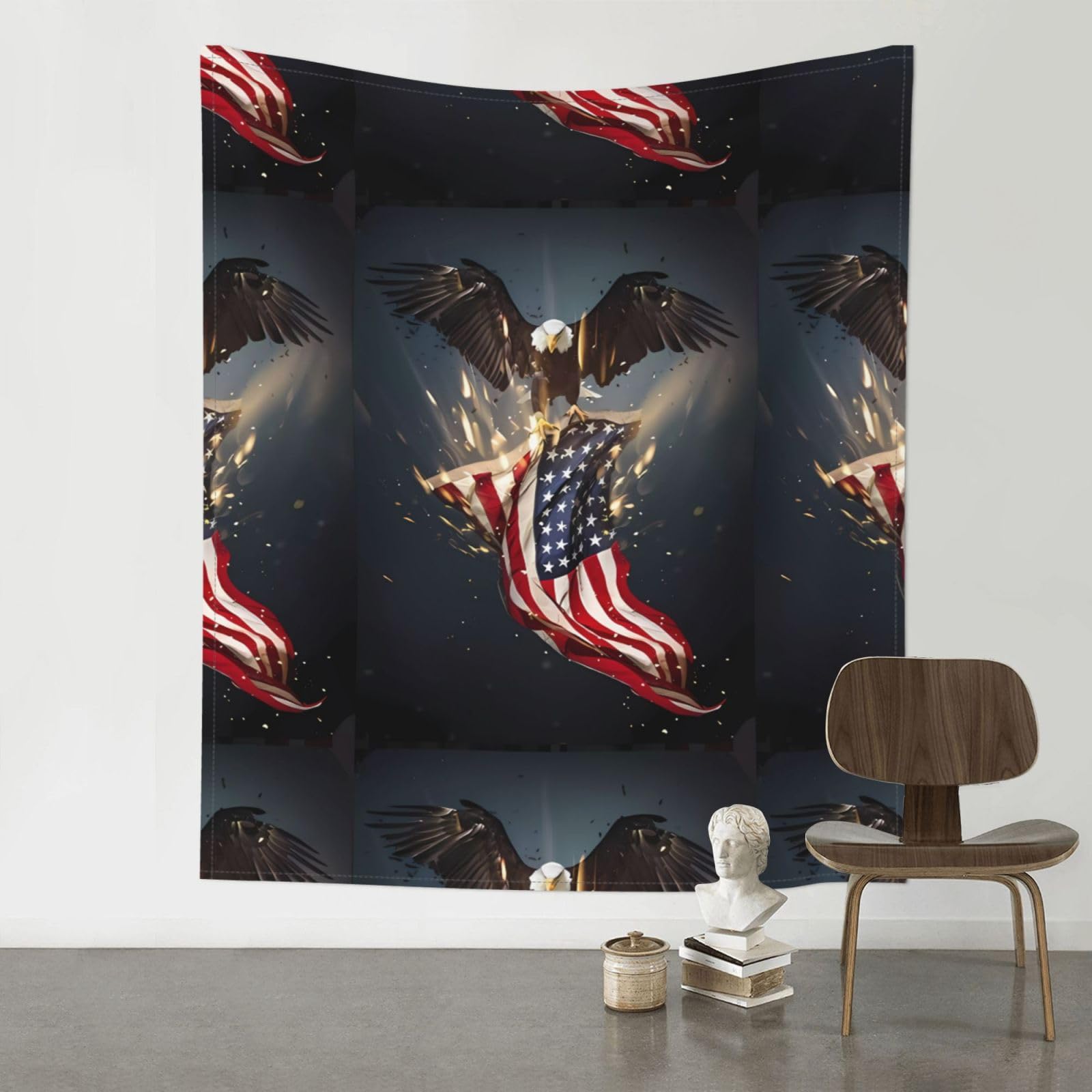 WHJSSF North American Bald Eagle Prints Wall Tapestry 60x51in - Boho Decor Throw for Bedroom, Dorm, Picnic & Outdoor Adventures