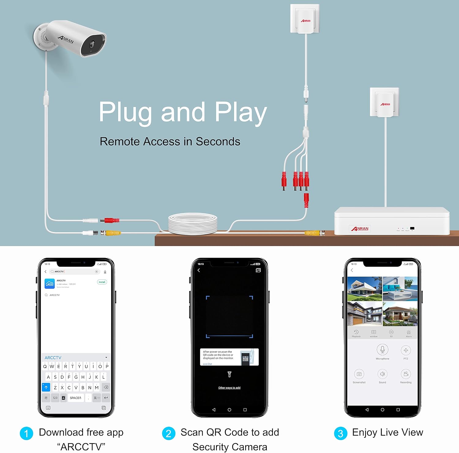【5MP Lite DVR】8CH Wired outdoor Security Camera System with 8pcs 1080P HD Waterproof Surveillance Home Cameras, Easy Setup, Clear Night Vision, Motion Detection, Remote Access,1TB Hard Drive Included