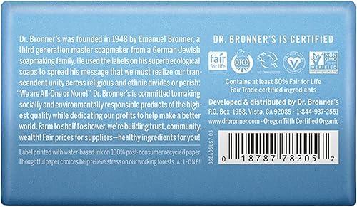 Miniatura 2 de Dr. Bronner's - Jabón de barra de castilla puro (bebé sin perfume, 5 onzas, paquete de 12) - Fabricado con aceites orgánicos, para cara, cuerpo y