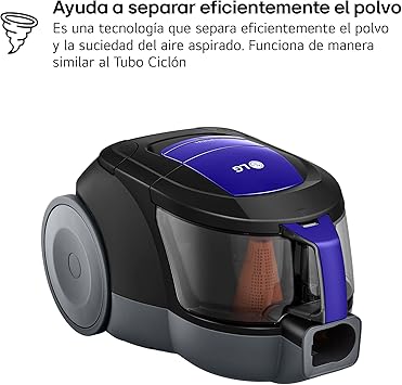 LG VC5506NHTB - Aspirador sin Bolsa 650W, Sistema Ciclónico Elipse, Aspiradora Tubo Telescópico, Regulación Potencia, Depósito 1,1L, Especial alfombras y suelos duros, Azul5