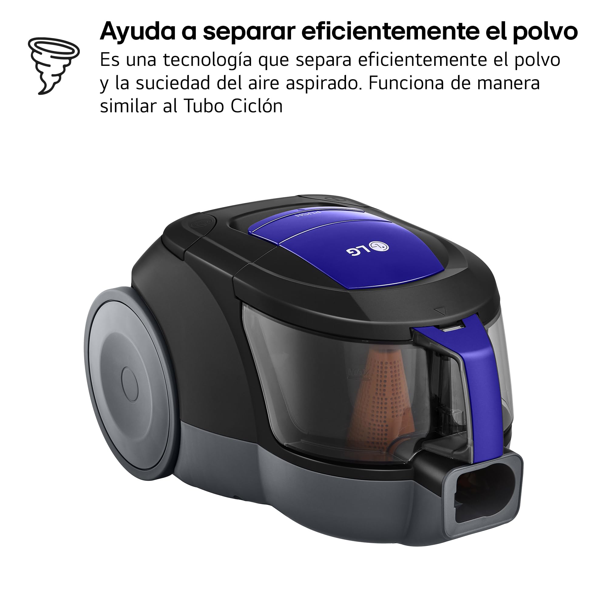 LG VC5506NHTB - Aspirador sin Bolsa 650W, Sistema Ciclónico Elipse, Aspiradora Tubo Telescópico, Regulación Potencia, Depósito 1,1L, Especial alfombras y Suelos Duros, Azul