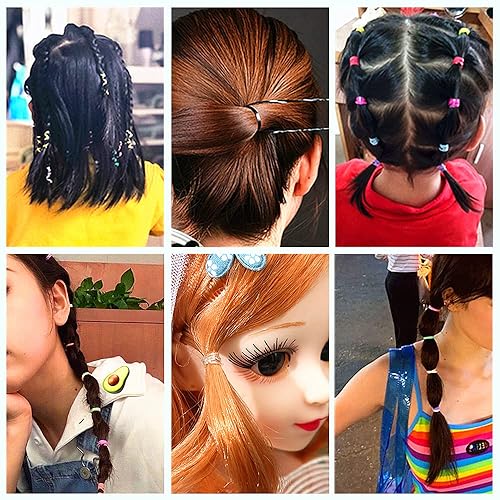 Miniatura 5 de Tesvyns 1500 mini bandas de goma para el cabello, bandas de goma antideslizantes para niñas, lazos elásticos para el cabello (negro)