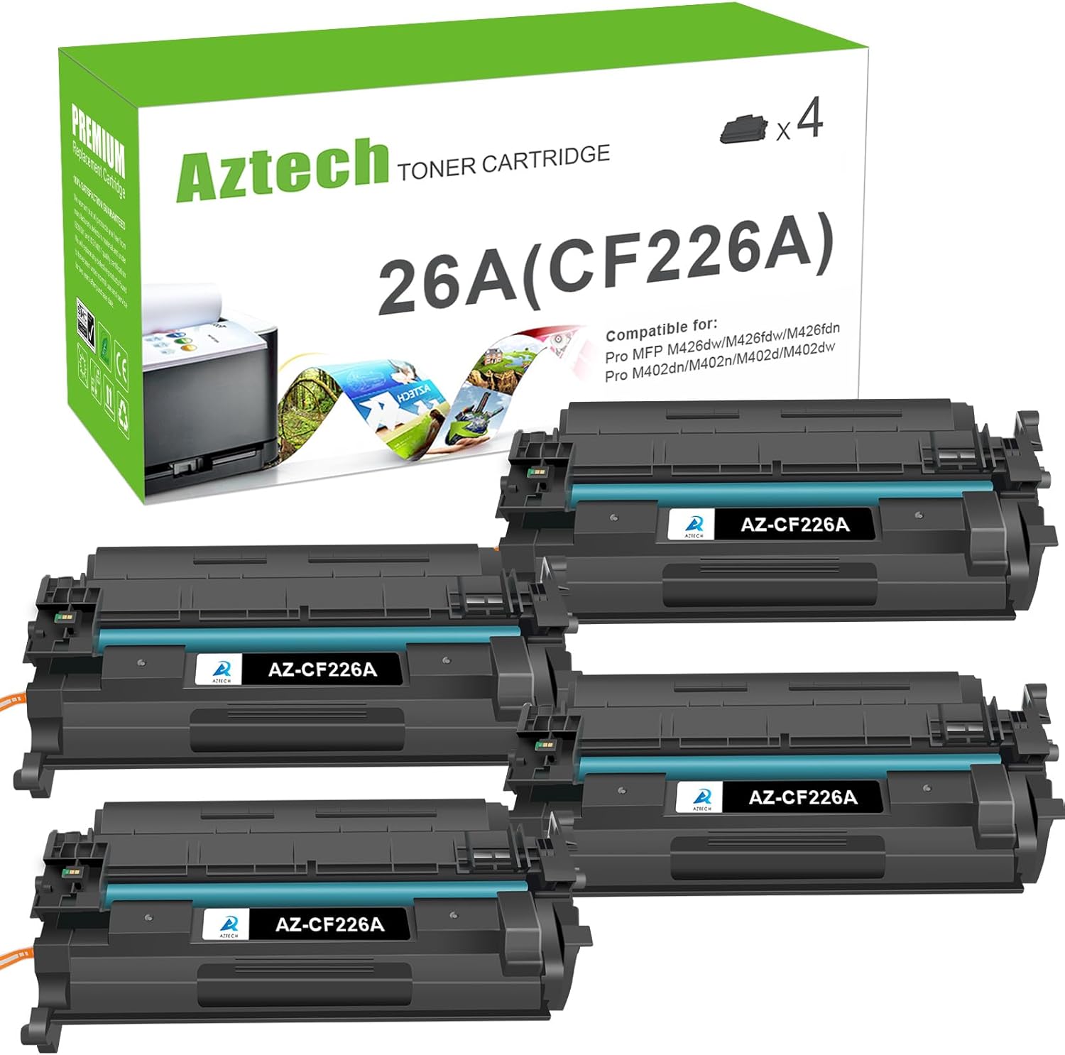Aztech 4-pack compatible HP 26A toner cartridges (CF226A) for M402/M426