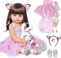 Brastoy Bebe Reborn Boneca Silicone Realista Menina Princesa 55CM (Rosa)