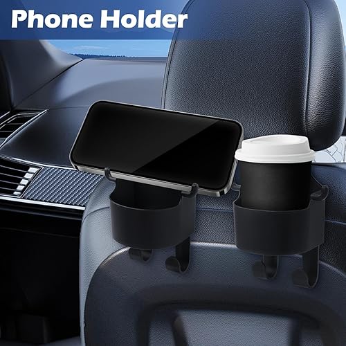 Miniatura 7 de Paquete de 6 ganchos multifuncionales para respaldo de asiento de automóvil, gancho para reposacabezas 3 en 1 con soporte para tazas pequeño y